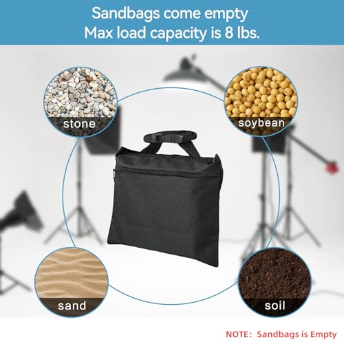 Sandbags 8 Packs, Sandbag Weights for Backdrop Stand Sandbags, SandBag for Weight, Weight Bags with Zipper and Buckle Straps for Support Heavy Duty Light Stand - size: 8 PCS