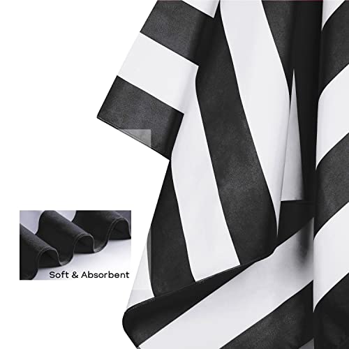 Your Choice Microfiber Beach Towel Sand-Free Quick Dry (67"x35"/60"x30") - color: Z-black Stripes, size: Extra Large(67x35")