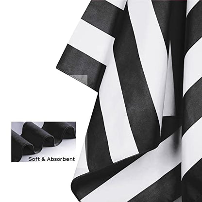Your Choice Microfiber Beach Towel Sand-Free Quick Dry (67"x35"/60"x30") - color: Z-black Stripes, size: Extra Large(67x35")