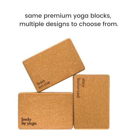 Cork Yoga Blocks 2 Pack – High Density Non Slip with Select Cork Grain for Chip-Resistant Durability | Extra Thick 4” for Support & Stability | Natural, Smooth, and Crumble Free | Body By Yoga