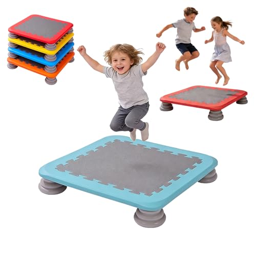 25" Square Mini Trampoline Board for Kids, Indoor Sensory Rebounder & Safe Jumping Pad with Non-Slip Base, Develops Balance Coordination & Motor Skills, Durable for Ages 3-12, Holds 165 lbs