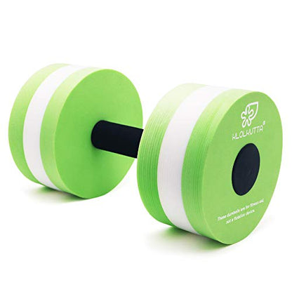 Water Dumbbells, Pool Weights for Water Exercise, 2 Pcs Aquatic Barbells - color: Green