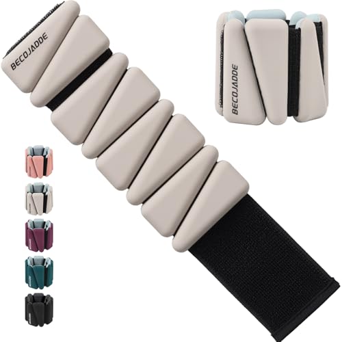 BECOJADDE Ankle Weights Set of 2 (1 lb/2 lb/3 lb Each) Adjustable Wrist Weights for Women Men Wearable Arm Leg Weight for Pilates, Running, Walking, Workout, Yoga - color: Pewter Beige, size: 2 Lb Pair (1 Lb Each)