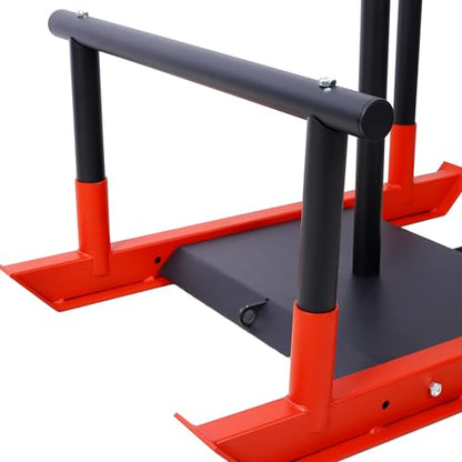 Heavy-Duty Fitness Sled with Push Poles & Harness for Speed Training, Strength Building – Compatible with 1" & 2" Weight Plates – Rust-Resistant Design