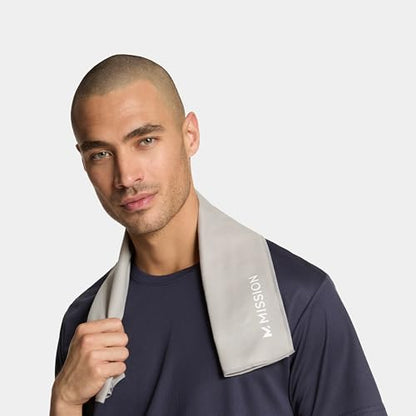 MISSION On-The-Go Cooling Towel - Soft, Lightweight Fabric - Cools Up to 2 Hours - UPF 50 Sun Protection - Machine Washable (Alloy) - color: Alloy