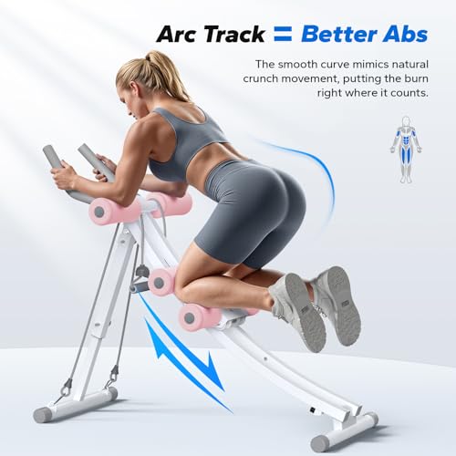 MERACH Ab Machine, Adjustable Dual Track Ab Trainer, Ab Workout Equipment - color: WHITE&PINK