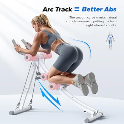 MERACH Ab Machine, Adjustable Dual Track Ab Trainer, Ab Workout Equipment - color: WHITE&PINK