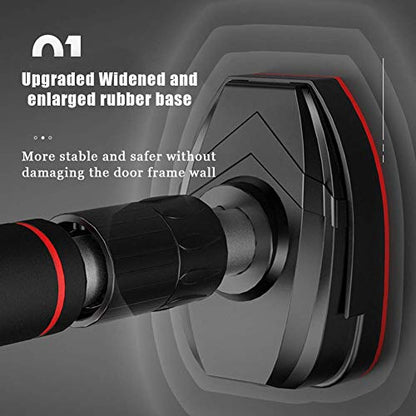 Doorway Pull Up Bar, No Screws Installation Chin Up Bar Adjustable Width with Level Tester Anti-Slip Mat and Safety Lock, Upper Body Workout Muscle Building Strength Training, Up 250Kg - size: 96~135cm