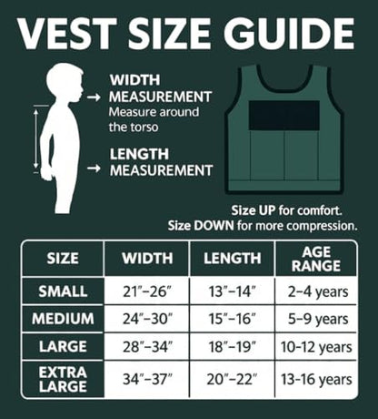 Weighted Vest For Kids - Adjustable Compression Vest With Six Removable Weights Included - Breathable Snug Fit Design