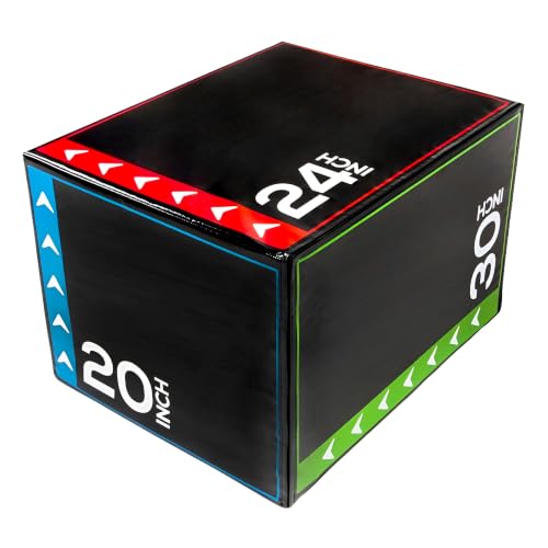 BalanceFrom 3-in-1 Foam Plyometric Jump Box for Home Gym with Multiple Height Options – Versatile Plyo with Non-Slip Surface for Strength, HIIT, Step-Ups, and Agility Training - color: Multi-Color, style: 20 x 24 x 30 inch (16lbs)