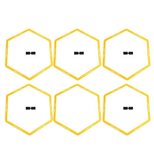 6Pcs Hexagon Agile Ring Set, Football Training Equipment, Hexagonal Step Ladder for Speed and Agility Drills, Bright Color PP Exercise Rings with Buckles for Sports