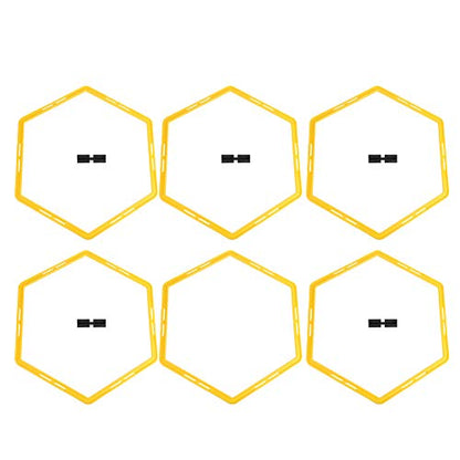 6Pcs Hexagon Agile Ring Set, Football Training Equipment, Hexagonal Step Ladder for Speed and Agility Drills, Bright Color PP Exercise Rings with Buckles for Sports