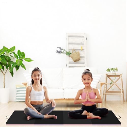 Folding Gymnastics Mat, 6x3Ft/6x2Ft Thick Portable Exercise and Tumbling Pad for Home Gym, Pilates, Aerobics and Martial Arts, 4-Panel Folding Floor Mat - size: 4-fold 6x2Ft
