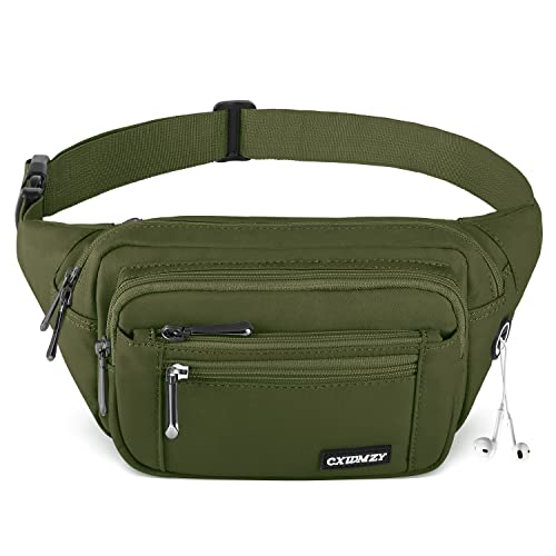 CXWMZY Fanny Packs For Women & Men Waist Pack Hip Bum Bag with Multi-Pockets Large Capacity Waterproof Casual Bum Bag for Disney Traveling Casual Cycling Running Hiking (Army Green) - color: Green
