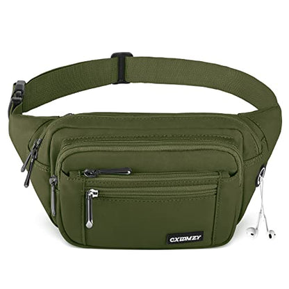CXWMZY Fanny Packs For Women & Men Waist Pack Hip Bum Bag with Multi-Pockets Large Capacity Waterproof Casual Bum Bag for Disney Traveling Casual Cycling Running Hiking (Army Green) - color: Green