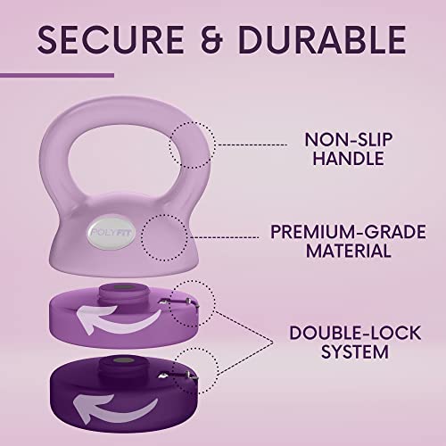 Polyfit Adjustable Kettlebell | 5 lb - 12 lb | Kettlebells Weights Set for Home Gym | Kettle Bell Sets for Women at Home - color: PURPLE
