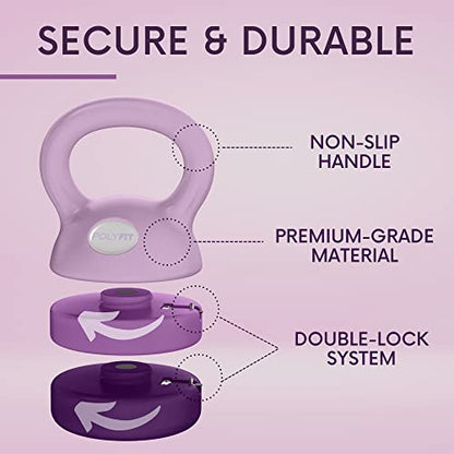Polyfit Adjustable Kettlebell | 5 lb - 12 lb | Kettlebells Weights Set for Home Gym | Kettle Bell Sets for Women at Home - color: PURPLE