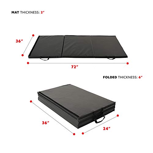 Sunny Health & Fitness Tri-Folding & Puzzle Exercise Mats – Extra Thick, Durable, Non-Slip, Water-Resistant Cushioning for Home Gym, Yoga, MMA, Gymnastics, Cardio, and Core Workouts - style: 6 FT x 3 FT
