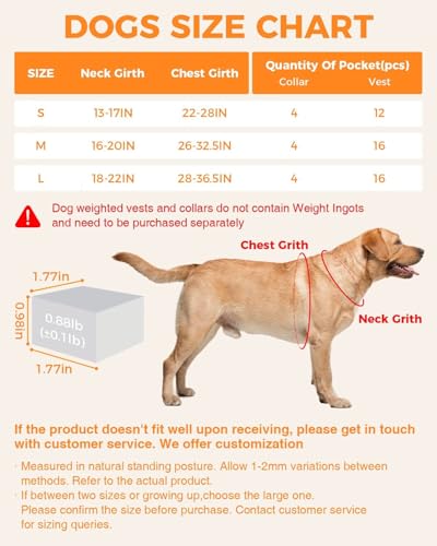 Tactical Weighted Dog Vest for Exercise with Adjustable Weighted Collar, Pocketed Design, Dog Weight Vest Suitable for Walking, Strength Training, Muscle Building with Medium & Large Dogs (L)