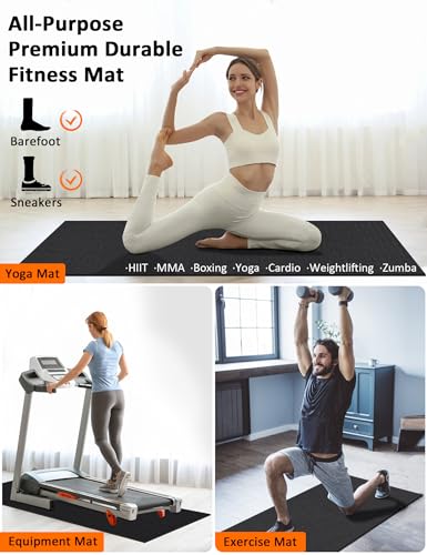 Large Exercise Mat 8'x5'|12'x6'|6'x4'|6'x2' Workout Mat for Home Gym Mats Exercise Heavy Duty Gym Flooring Fitness Mat Large Yoga Mat Cardio Mat for Weightlifting, Jump Rope, MMA, Shoe-Friendly