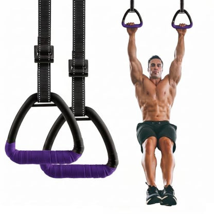 Gymnastic Rings, Gymnastic Rings Equipment, Pull-up Gymnastic Rings, Home Gymnastic Rings no-Punch bar Lanyard for Training Workouts - color: Purple