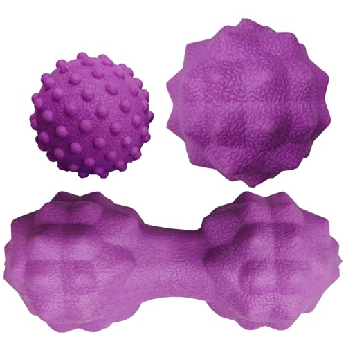 Massage Ball Set, Plantar Fasciitis Relief Foot Pain Therapy - Trigger Point, Heel Spur, Sore Muscle- Back, Arm, Neck, Shoulder, Leg Circulation Roller