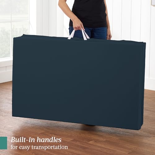 Best Choice Products 10ftx4ftx2in Folding Gym Mat 4-Panel Exercise Gymnastics Aerobics Workout Fitness Floor Mats w/Carrying Handles - color: Eclipse