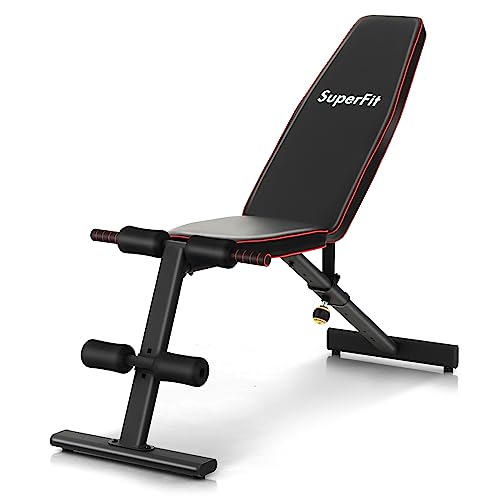 Goplus Adjustable Weight Bench, Heavy Duty Exercise Bench Press for Full Body Strength Training, Sit-up & Weight Lifting, Multipurpose Decline Flat Incline Workout Bench for Home Gym, Black