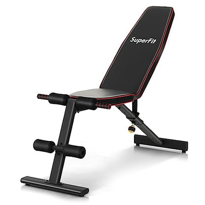 Goplus Adjustable Weight Bench, Heavy Duty Exercise Bench Press for Full Body Strength Training, Sit-up & Weight Lifting, Multipurpose Decline Flat Incline Workout Bench for Home Gym, Black