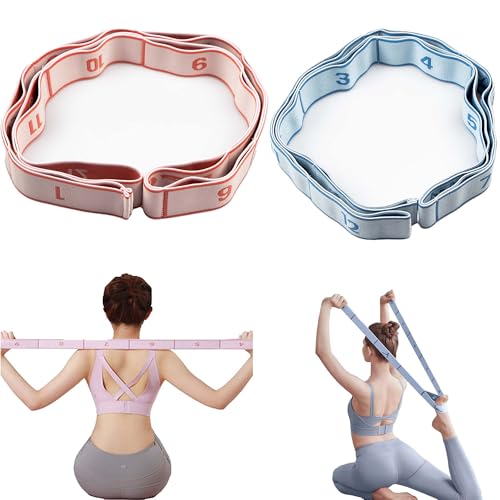2PCS Stretch Strap for Dance Elastic Band for Gymnastics Stretching Strap Stretching Bands Multi-Loop Adjustable Exercise Bands Stretching Resistance Ballet Bands -12 Loops