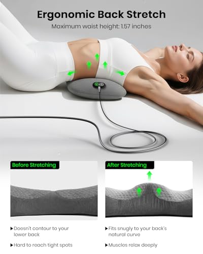 Triple Fusion Back Massager with Stretching, Vibration and Heat, 3-in-1 Electric Lumbar Pillow for Lower Back Tension Relief, Deep Tissue Relaxation Massage for Home, Office, Bed, Sofa, and Car Use