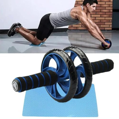 Abdominal Roller Wheels Ab Trainer with Knee Pad Core Workout Exercise Muscle Fitness Equipment Men Women for Home Office Gym Outdoors (Blue And Black)