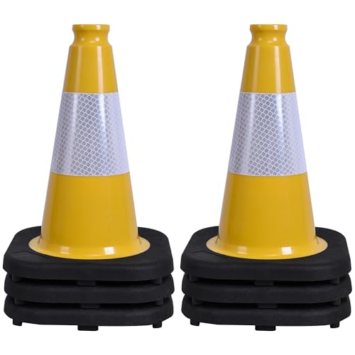 OrangeStar 6-Pack 12" Traffic Cones, Weighted Safety Cones with Reflective Collar for Driving Practice, Sports Training, Parking Lots & Construction, Indoor & Outdoor Use, Yellow - color: Yellow, size: 12in