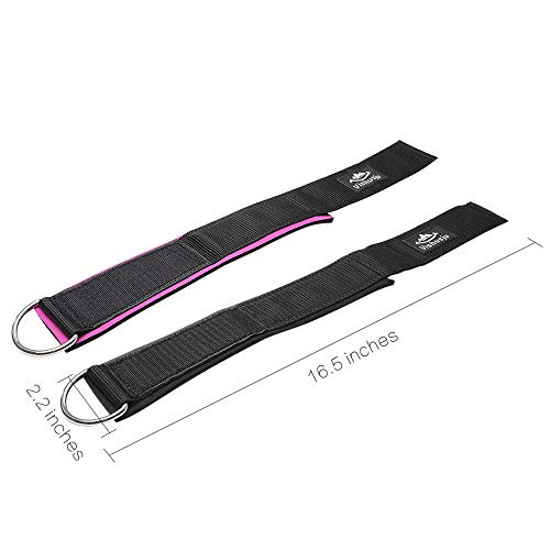 Ankle Straps Wrist Cuffs 5.5mm Neoprene Padded Large D-Ring for Cable Machines Fitness Legs Exercise Attachment Adjustable - color: Black