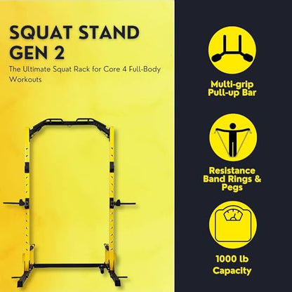 HulkFit Multi-Functional Adjustable Pro Series Squat Rack for Home Gym Power Rack With Multi-Grip Pull Up Bar Strength Training Exercise Equipment Bench Press, Squats, And Deadlifts