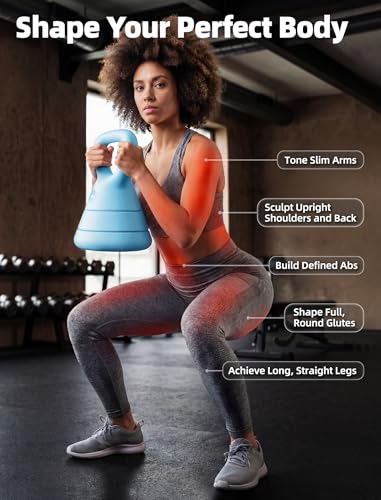 EAST MOUNT 15LB Adjustable Kettlebell Set – 3-in-1 (5/9/15 LB), Compact Adjustable Weights, Wide Triangle Handle and Wrist-Friendly Design for Home Gym, Full-Body Workouts and Strength Training - color: Blue