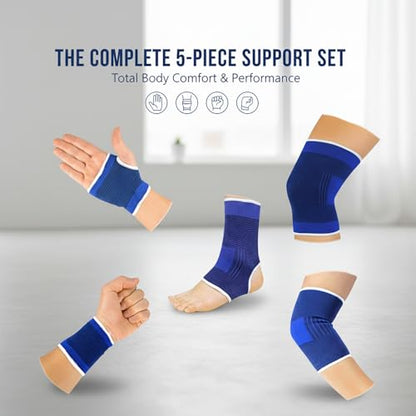 10-Piece Compression Support Brace Set for Knee, Elbow, Wrist Palm & Ankle