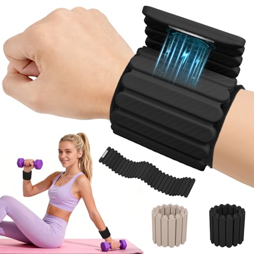 Abahub Adjustable Wrist & Ankle Weights 2Pack, Wearable Silicone Weighted Bracelet for Women, Arm Leg Weights for Home Gym Workout, Jogging, Yoga & Pilates - color: Magnetic Black, size: 4.4LB Pair (2.2LB Each)
