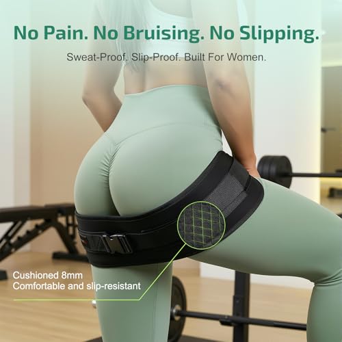 Hip Thrust Belt for Dumbbells, Kettlebells & Plates – ThrustFlex Booty Belt for Hip Thrust with Anti-Slip Neoprene Pad, Adjustable Glute Bridge Belt for Heavy Home Gym Workouts, Supports 400 lbs