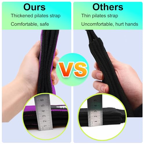 Durable Pilates Double Loop D-Ring Straps - Padded Handles for Reformer, Yoga & Home Gym Workouts