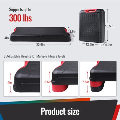 33.5" Foldable Aerobic Step Platform for Home Workout, Step Up Box Exercise Stepper with 3 Heights, Space-Saving Cardio Equipment for Complete Fitness