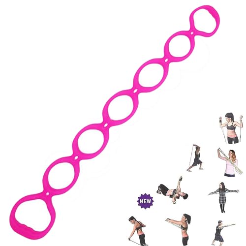 7 Ring Stretch Resistance Exercise Band, Miracle Miles Band, Yoga Stretching, Arm, Shoulders Foot, Leg Fitness Home Gym Physical Therapy Band - color: Pink