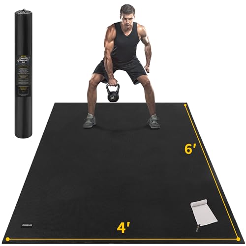 CAMBIVO Large Exercise Mat for Home Workout, 8'x6'/7'x5'/6'x4' (7 mm) Extra Thick Exercise Mat for Home Gym, Shoe-Friendly, Non-Slip Gym Mat for Jump Rope, Weights, Cardio, Fitness