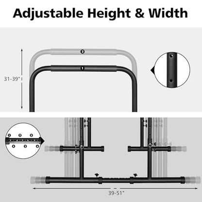 Adjustable Height Parallel Push Up Stand, Parallel Bar Station for Strength Training, Heavy Duty Steel Dip Stand Station, Home Gym Fitness Workout Dip bar Station,Tricep Dips,Pull-Ups,Push-Ups