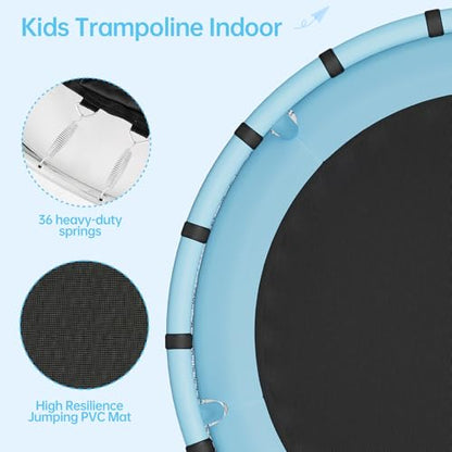 55/60" Trampoline for Kids, 4.5/5 FT Toddler Trampoline with Enclosur Net, Basketball Hoop & Sandbag, 440 LBS Capacity, Adjustable Height，Gifts for Ages 3-12 Boys & Girls