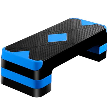 F2C 26.5 Inches Step Aerobics Stepper Platform with 3 Risers, Home Gym Workout Equipment, Fitness Exercise Equipment, Exercise Workout Stepper - color: Blue