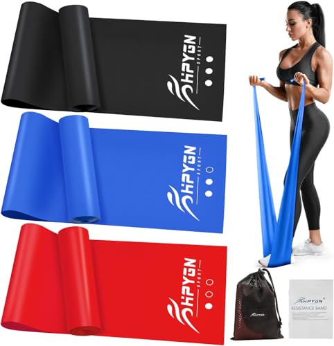 HPYGN 3 Levels Non-Latex Exercise Bands for Physical Therapy & Yoga, Professional Resistance Bands Set for Working Out, Strength Training, Pilates & Rehab, TPE Elastic Stretch Bands for Seniors, Women - color: 8-Black/Blue/Red, size: 6.9ft