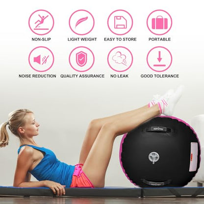 VOFiTNY Gymnastics Air Barrel Tumbling Equipment Back Handspring Trainer - color: Pink/Black No Pump, size: 2.6'L x 1.55'D