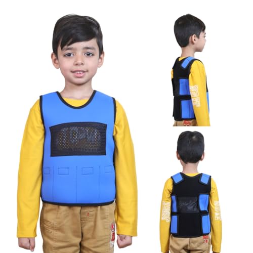 abley's Children's Sensory Weighted Vest for Children with Sensory Issues, Autism, ADHD | Adjustable Therapeutic Support | Compression Vest | Includes 6 Removable Weights | Blue, Small