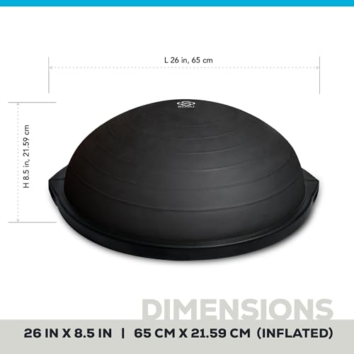 BOSU Pro Balance Trainer, Half-Ball Training Equipment, 300 lb Capacity, Stability Exercise Tool with Resistance Bands Non-Slip Base - color: Black